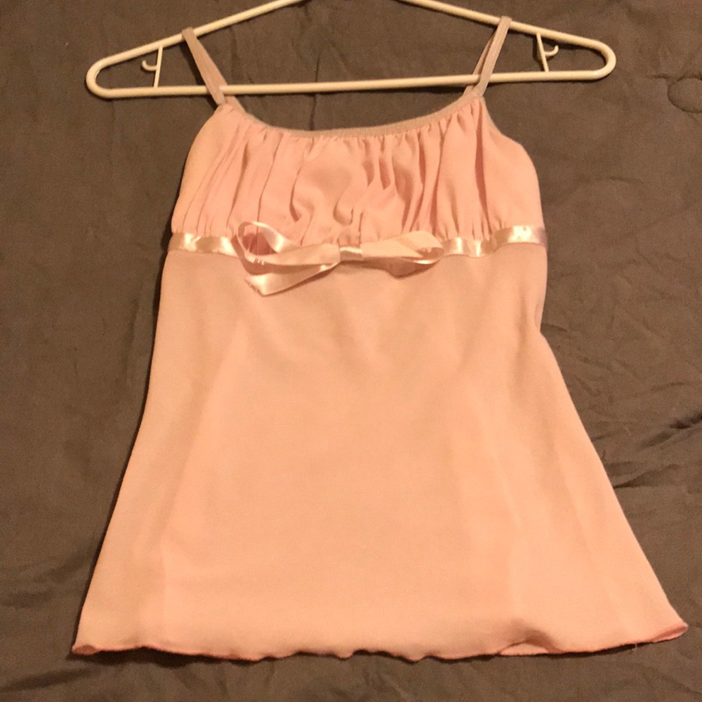 Pink spaghetti strap flared tank